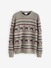 Dark Grey Dog Wrap Crew Neck Regular Knitted Christmas Jumper - Image 5 of 7