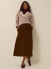 Monsoon Green Malika Corduroy Midi Skirt - Image 3 of 4