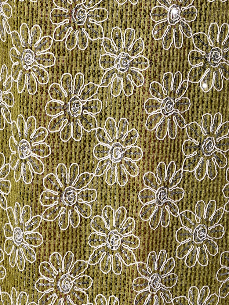 South Beach Green Crochet Floral Sequin Maxi Skirt - Image 6 of 6