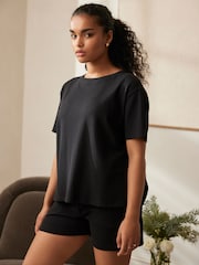 Black Waffle Short Set Pyjamas - Image 4 of 14