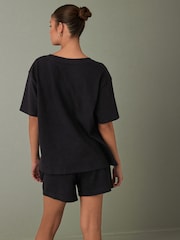 Black Waffle Short Set Pyjamas - Image 8 of 14