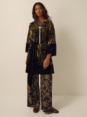 Monsoon Gold Octavia Floral Devoré Tunic Dress - Image 1 of 4
