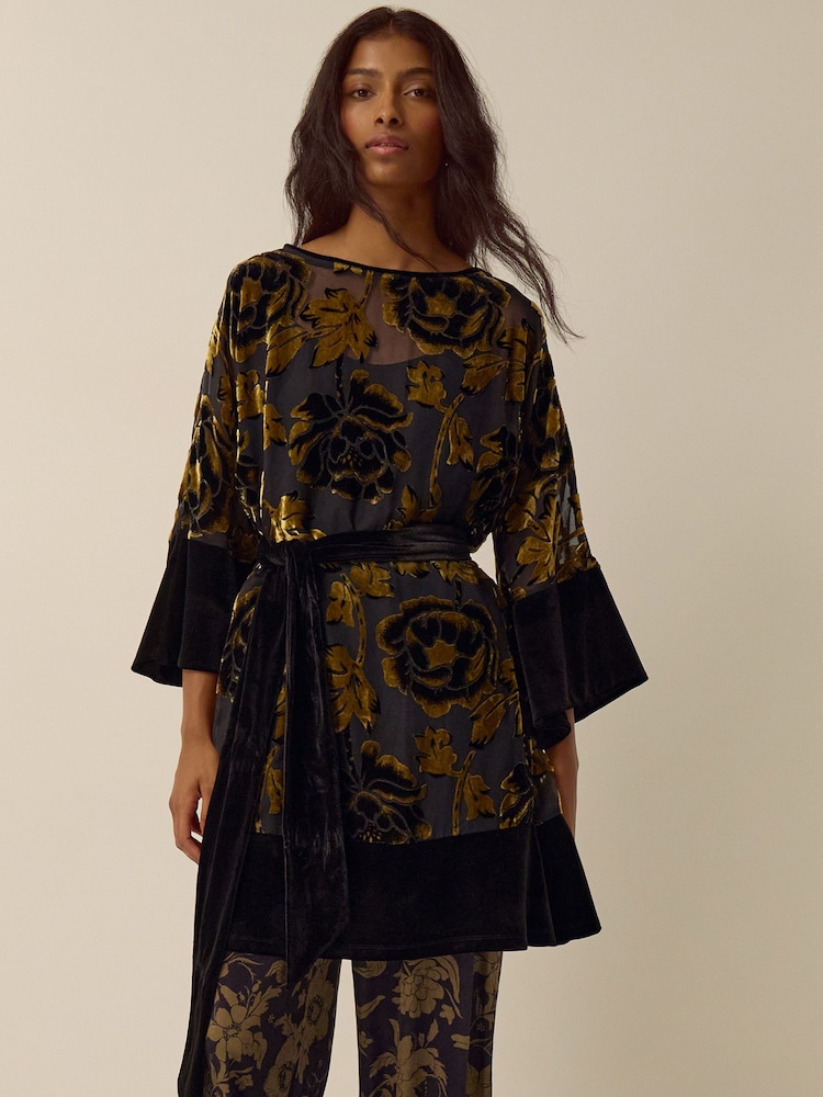 Monsoon Gold Octavia Floral Devoré Tunic Dress - Image 2 of 4 Monsoon Gold Octavia Floral Devoré Tunic Dress - Image 2 of 4