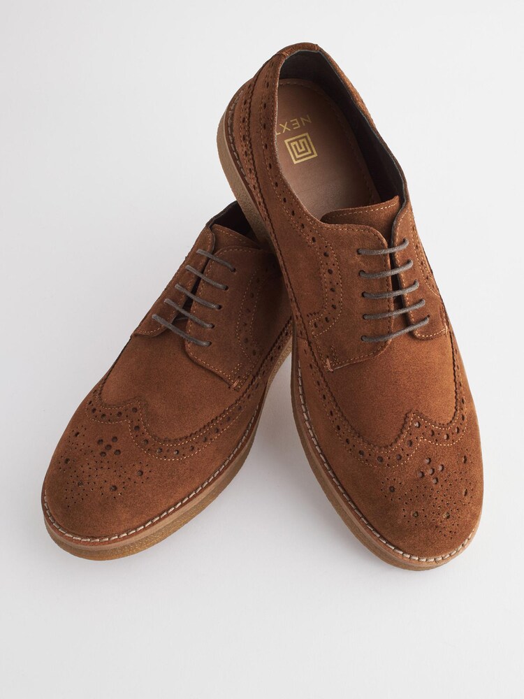 Tan Brown Suede Brogues - Image 5 of 7