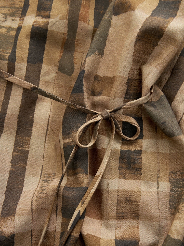 Chocolate Brown/Black Check Strappy Maxi Summer Dress - Image 6 of 6