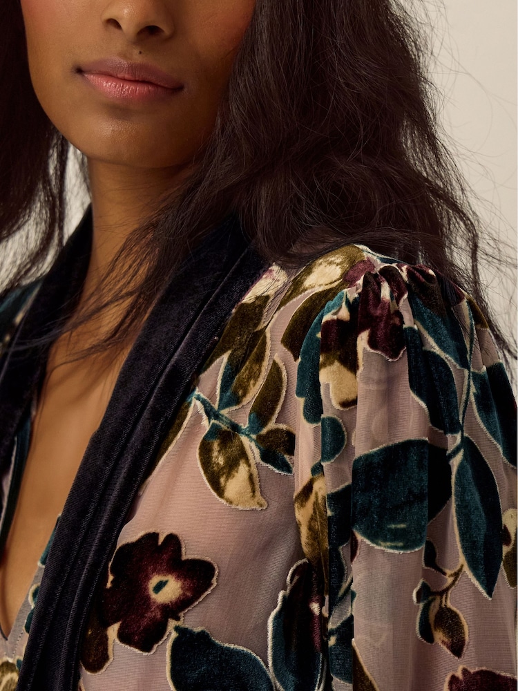Monsoon Brown Ayla Floral Devoré Blouse - Image 2 of 5