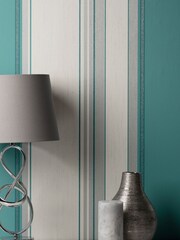 Crown Teal Blue Synergy Stripe Wallpaper - Image 2 of 3