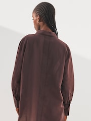 Brown Rose Sheer Long Sleeve Oversized Shirt - Image 3 of 6