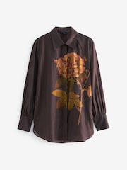 Brown Rose Sheer Long Sleeve Oversized Shirt - Image 5 of 6