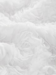White 3D Floral Textured Long Sleeve Bow Back Dress - Image 6 of 6