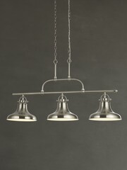 Searchlight Satin Silver Helix 3 Light Industrial Bar Ceiling Light Pendant - Image 1 of 3