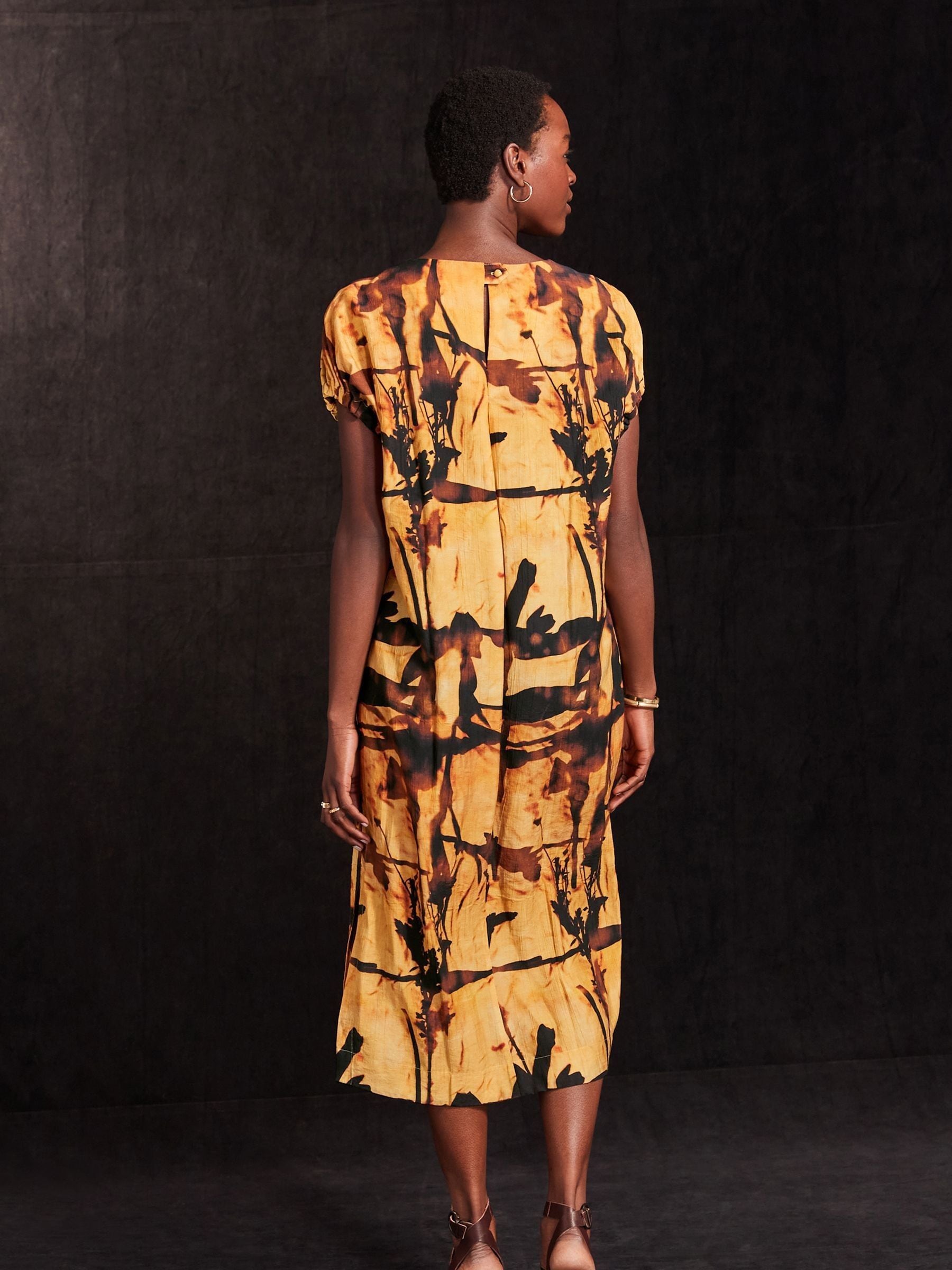 Yellow and black shirt dress discount