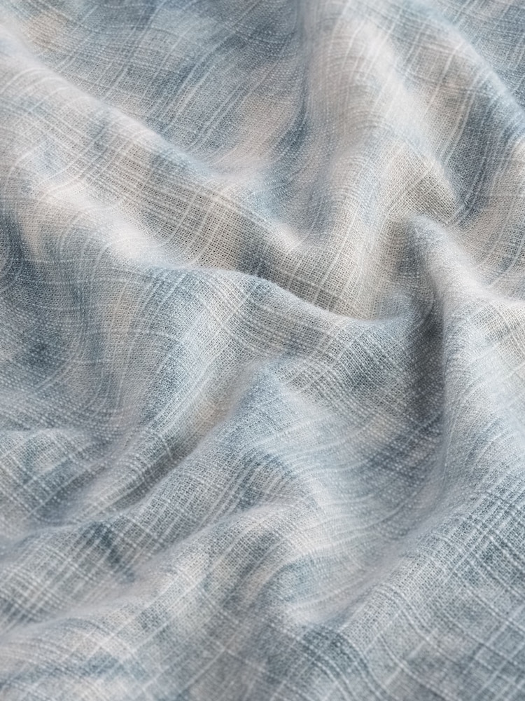 Blue/Ecru Tie Dye Linen Blend Puff Sleeve Mini Dress - Image 6 of 6