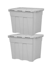 Wham Set of 2 Grey 80L Upcycle Plastic Croc Boxes And Lid - Image 3 of 4