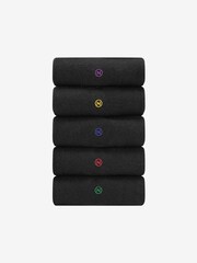 Multi Logo 5 Pack Embroidered Lasting Fresh Black Socks - Image 2 of 7