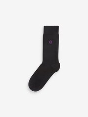 Multi Logo 5 Pack Embroidered Lasting Fresh Black Socks - Image 5 of 7