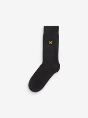 Multi Logo 5 Pack Embroidered Lasting Fresh Black Socks - Image 6 of 7
