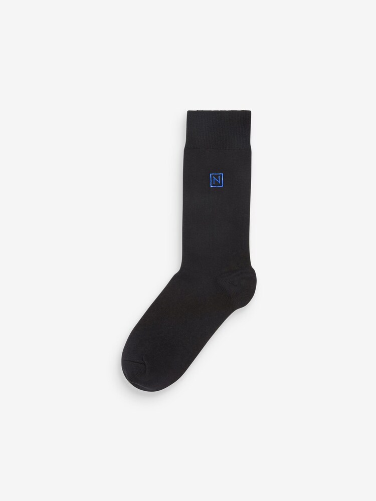 Multi Logo 5 Pack Embroidered Lasting Fresh Black Socks - Image 7 of 7