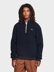 Penfield Blue Mens Quarter Zip funnel Neck Fleece Sweatshirt - Image 1 of 10