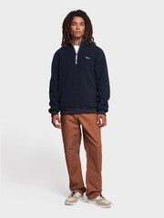 Penfield Blue Mens Quarter Zip funnel Neck Fleece Sweatshirt - Image 3 of 10