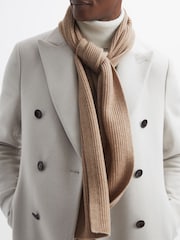 Reiss Camel Chesterfield Ribbed Merino Scarf - Image 2 of 4
