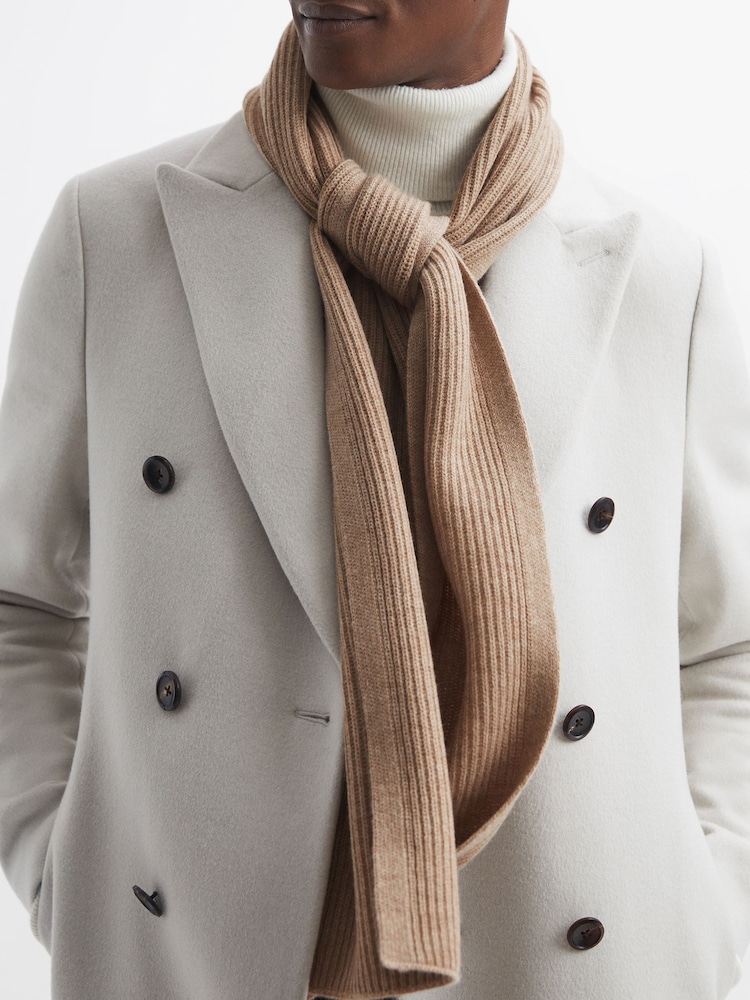 Reiss Camel Chesterfield Ribbed Merino Scarf - Image 2 of 4