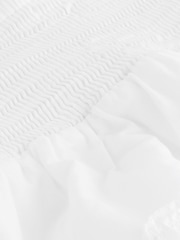 White Tiered Ruched Waist 100% Cotton Mini Skirt - Image 6 of 6