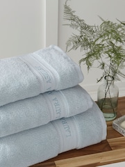 Laura Ashley Seaspray Blue Luxury 100% Cotton Embroidered Towel - Image 1 of 2