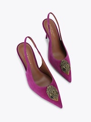 Kurt Geiger London Pink Large Eagle Sling Suede Heeled Shoes - Image 2 of 4