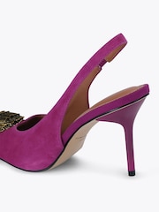 Kurt Geiger London Pink Large Eagle Sling Suede Heeled Shoes - Image 3 of 4