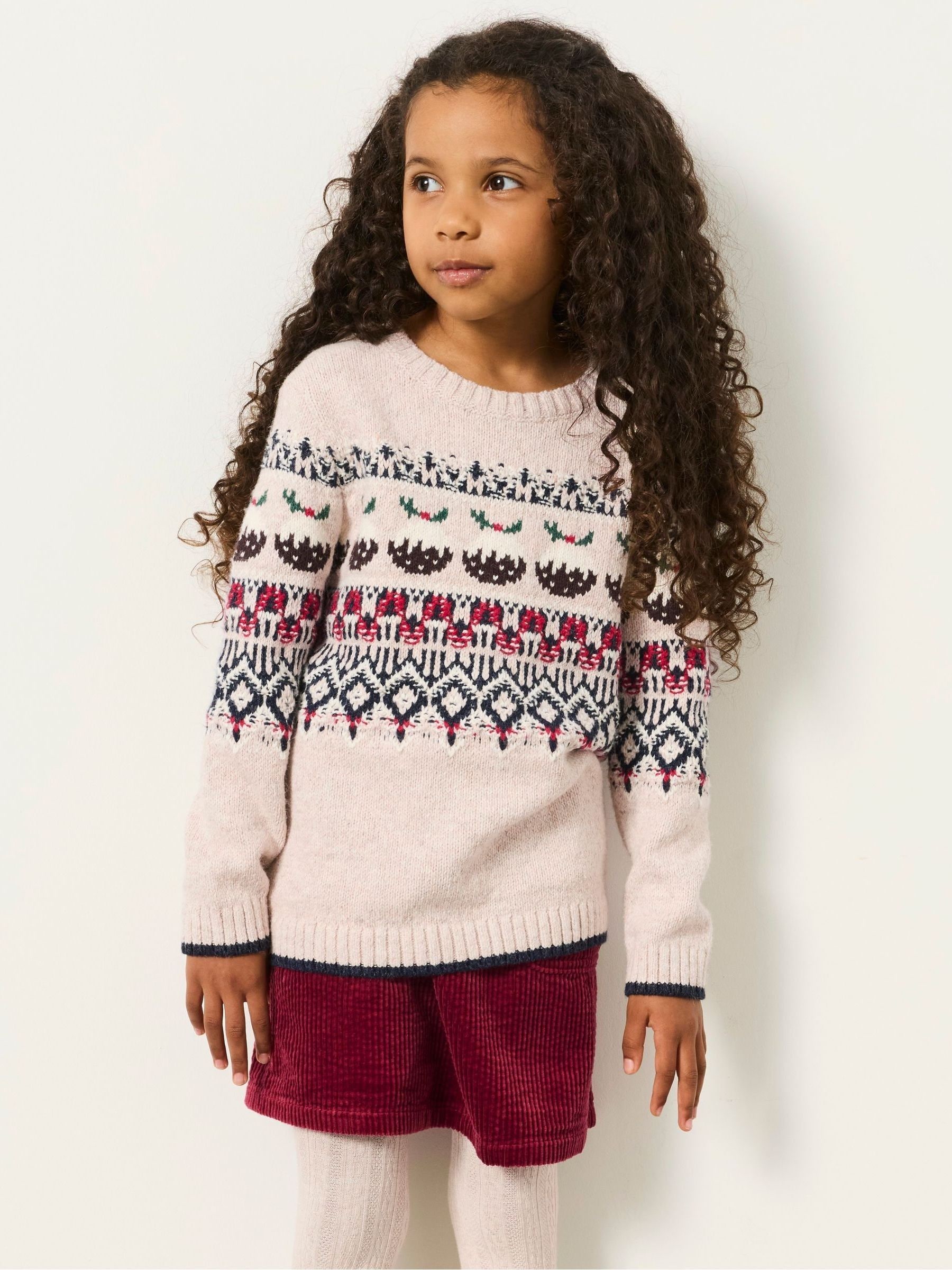 Fat Face Women's Natural Fatface Mini Me Pudding Knitted Crew Neck Jumper