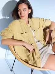 Ochre Yellow Long Sleeve Double Cloth 100% Cotton Shirt - Image 2 of 6