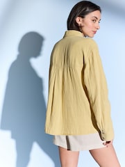 Ochre Yellow Long Sleeve Double Cloth 100% Cotton Shirt - Image 3 of 6