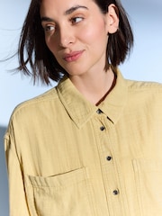 Ochre Yellow Long Sleeve Double Cloth 100% Cotton Shirt - Image 4 of 6