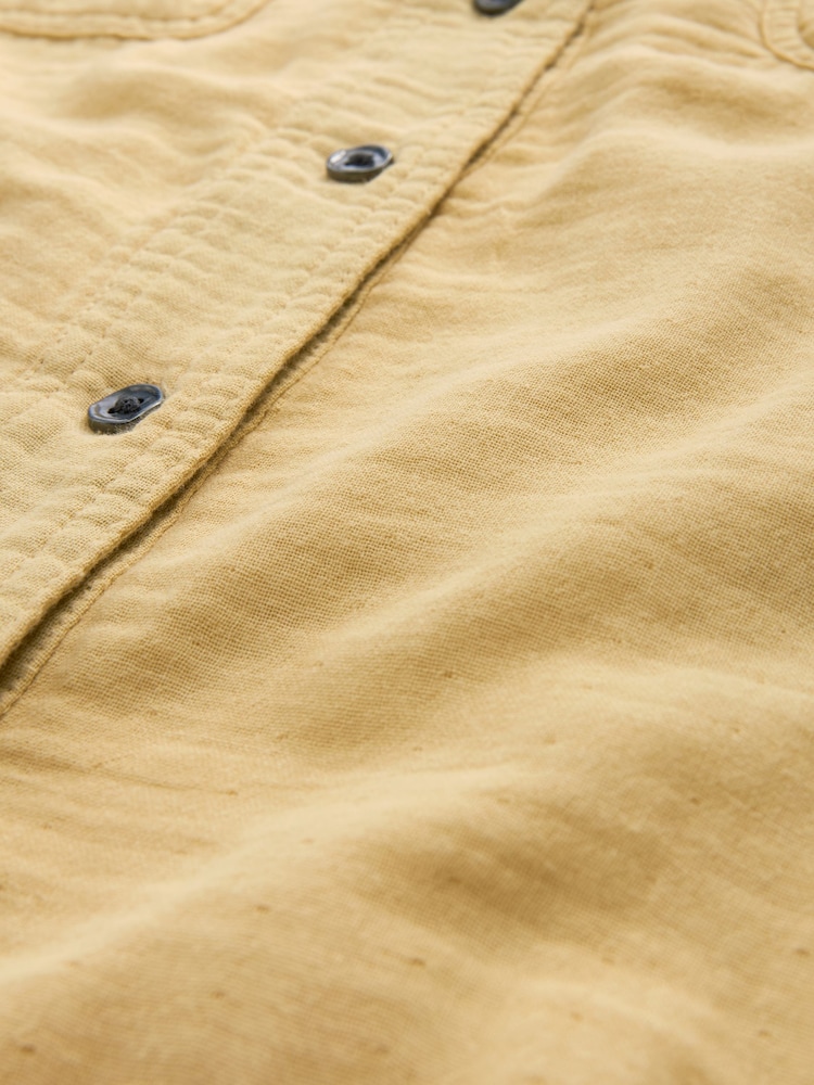 Ochre Yellow Long Sleeve Double Cloth 100% Cotton Shirt - Image 6 of 6