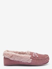 Mink Brown Suede Moccasin Slippers - Image 1 of 4