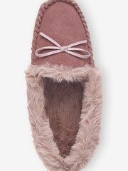Mink Brown Suede Moccasin Slippers - Image 3 of 4