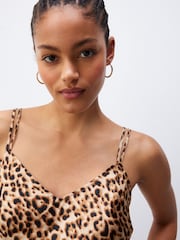 Brown Leopard Print Satin Cami Top - Image 4 of 6