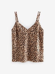 Brown Leopard Print Satin Cami Top - Image 5 of 6