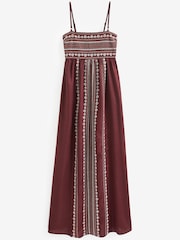 Wine Embroidered Maxi Summer Dress With Linen - Image 5 of 6