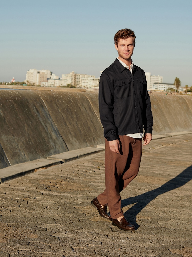 Black Cotton Linen Shacket - Image 2 of 8 Black Cotton Linen Shacket - Image 2 of 8