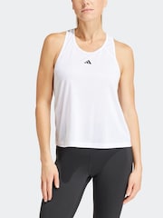 adidas White Train Essentials Minimal Branding Racerback Tank Top - Image 4 of 6