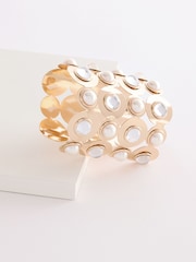 Gold Tone Pearl Cuff Bracelet - Image 5 of 6