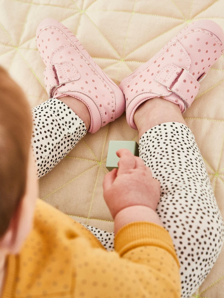 Pink Leather Standard Fit (F) Crawler Shoes - Image 1 of 8