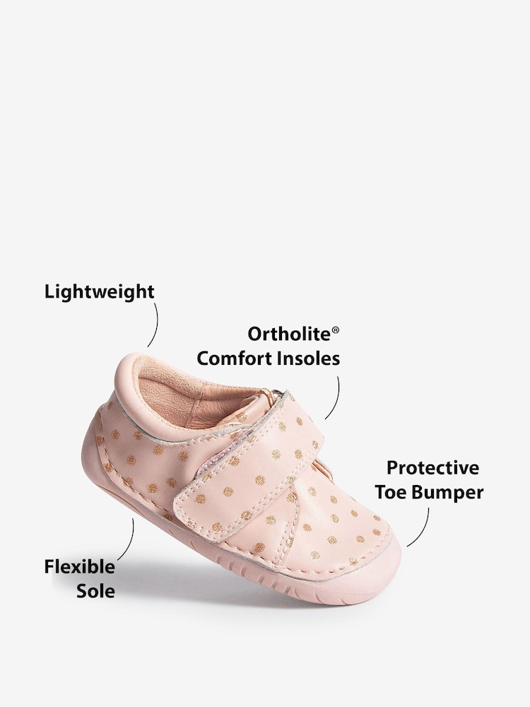 Pink Leather Standard Fit (F) Crawler Shoes - Image 8 of 8