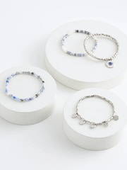 Blue Recycled Metals Silver Tone Boho Bracelet Pack - Image 3 of 4