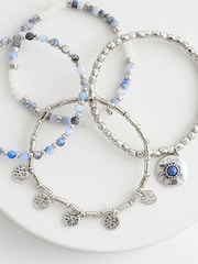 Blue Recycled Metals Silver Tone Boho Bracelet Pack - Image 4 of 4