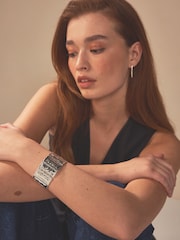 Silver Tone Panel Stretch Bracelet - Image 1 of 5