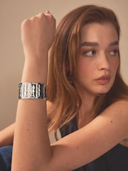 Silver Tone Panel Stretch Bracelet - Image 2 of 5