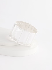 Silver Tone Panel Stretch Bracelet - Image 5 of 5